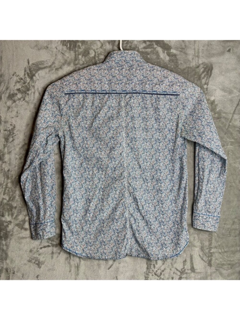 Massimo Dutti Mens XXL Floral Shirt Blue White Casual Long Sleeve Cotton Button⁠ - Picture 3 of 7